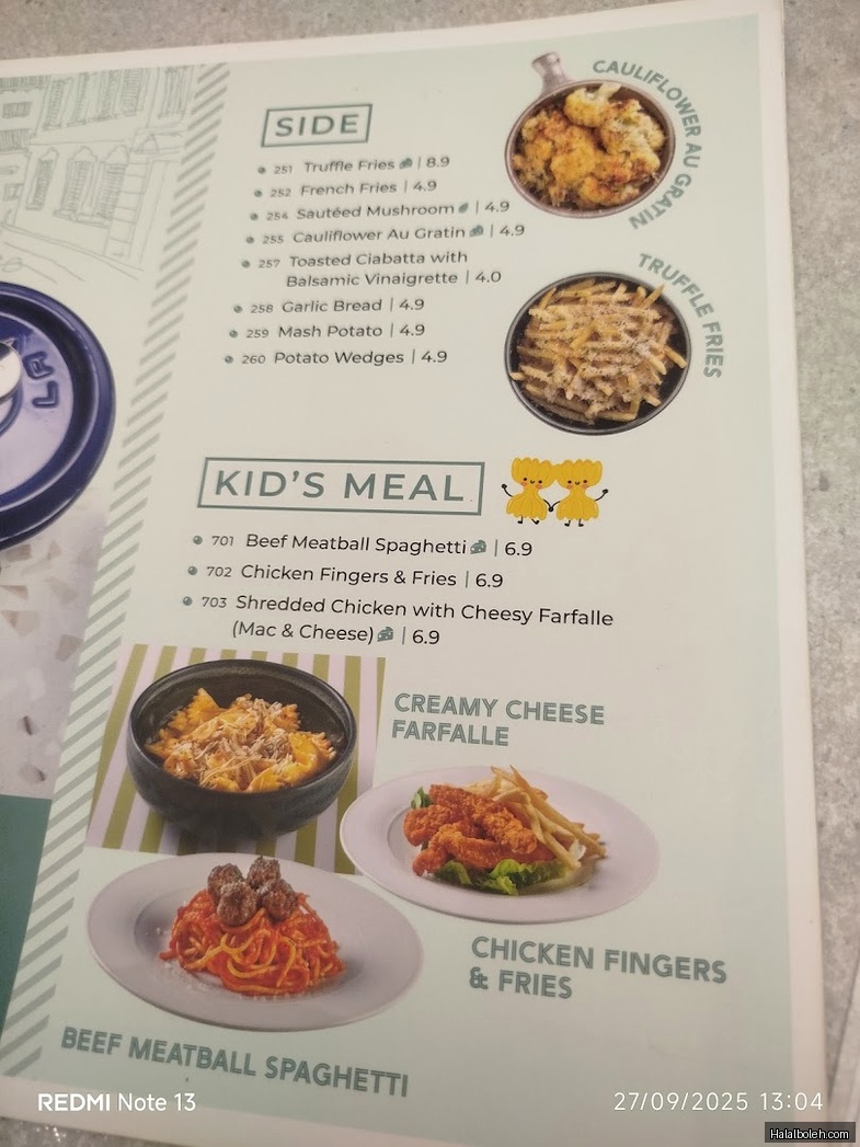 Mamma Mia Trattoria - menu