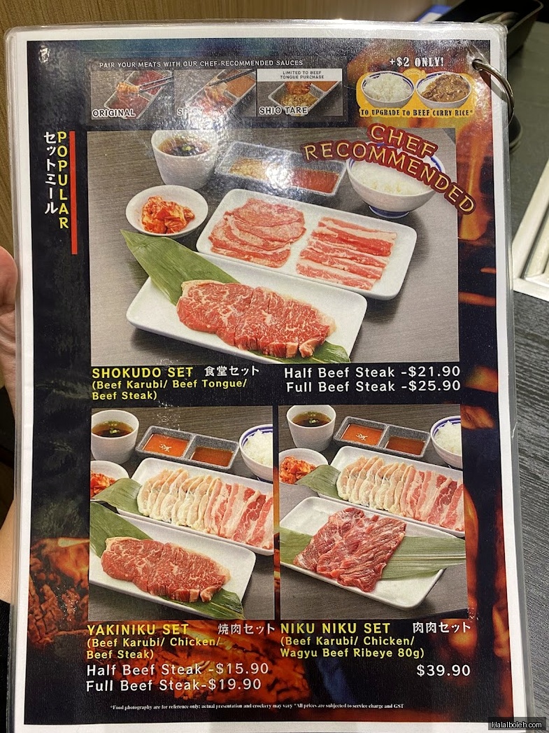 Yakiniku Shokudo - menu