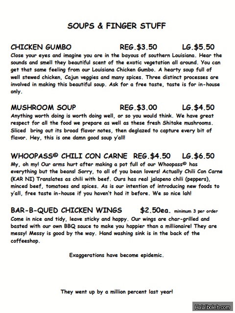 The Original Botak Jones - menu