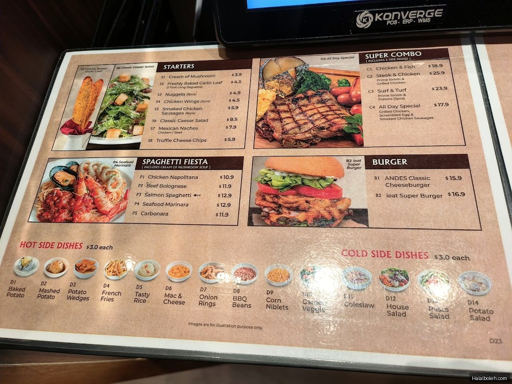 Andes by Astons at 293 Lorong 6 Toa Payoh - Menu