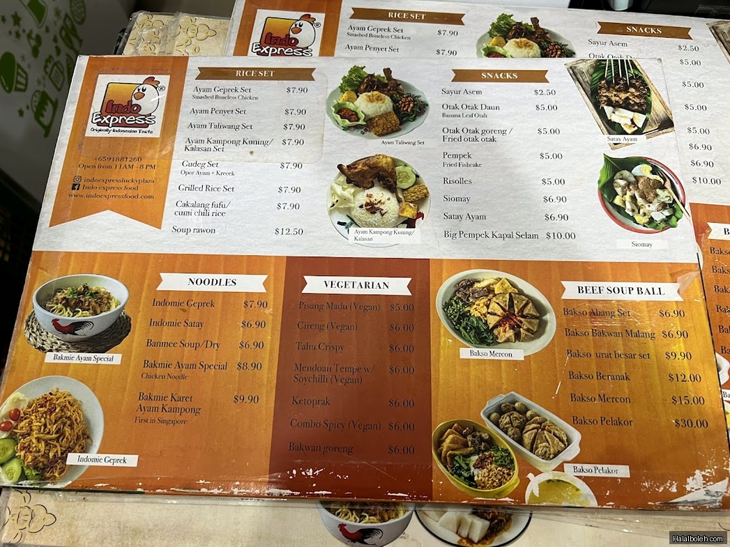 Indo Express - menu