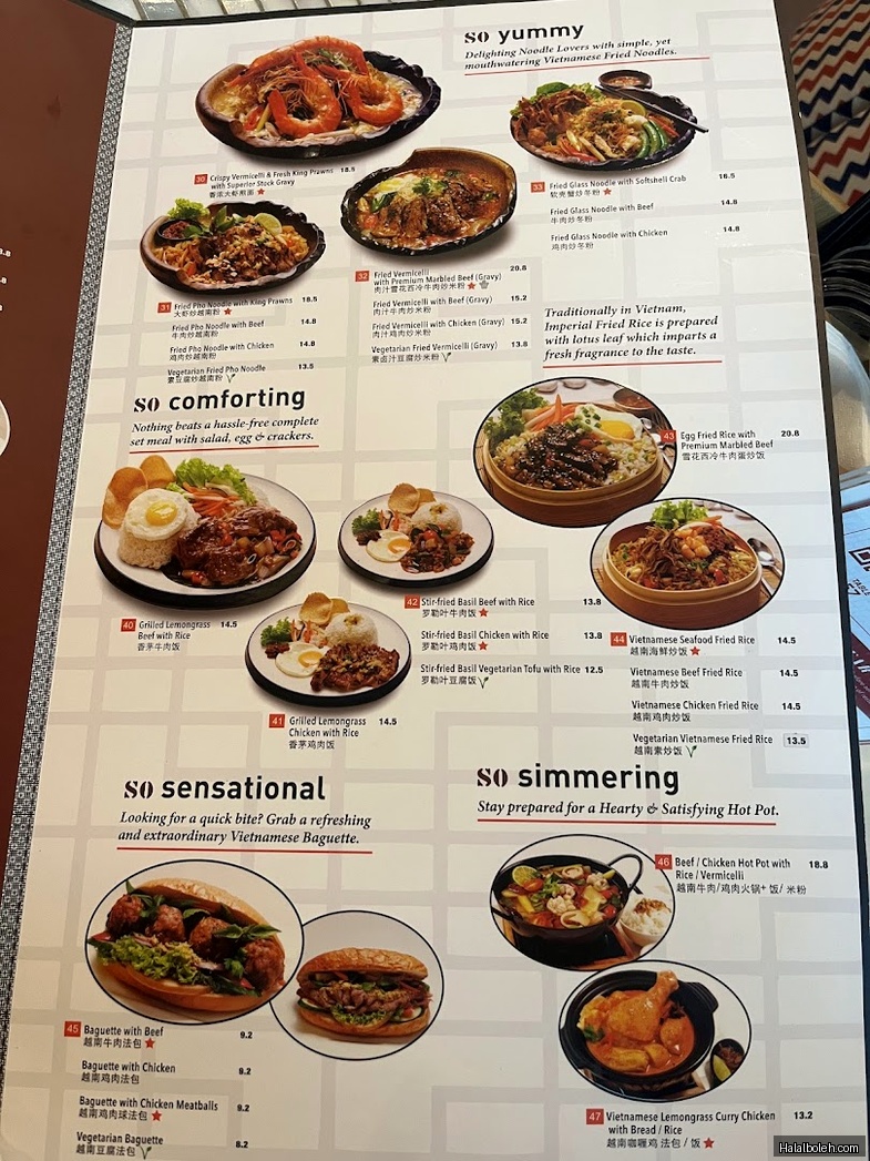 So Pho - menu