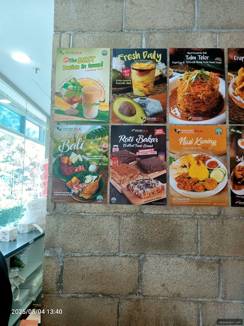 Ayam Penyet Ria - menu