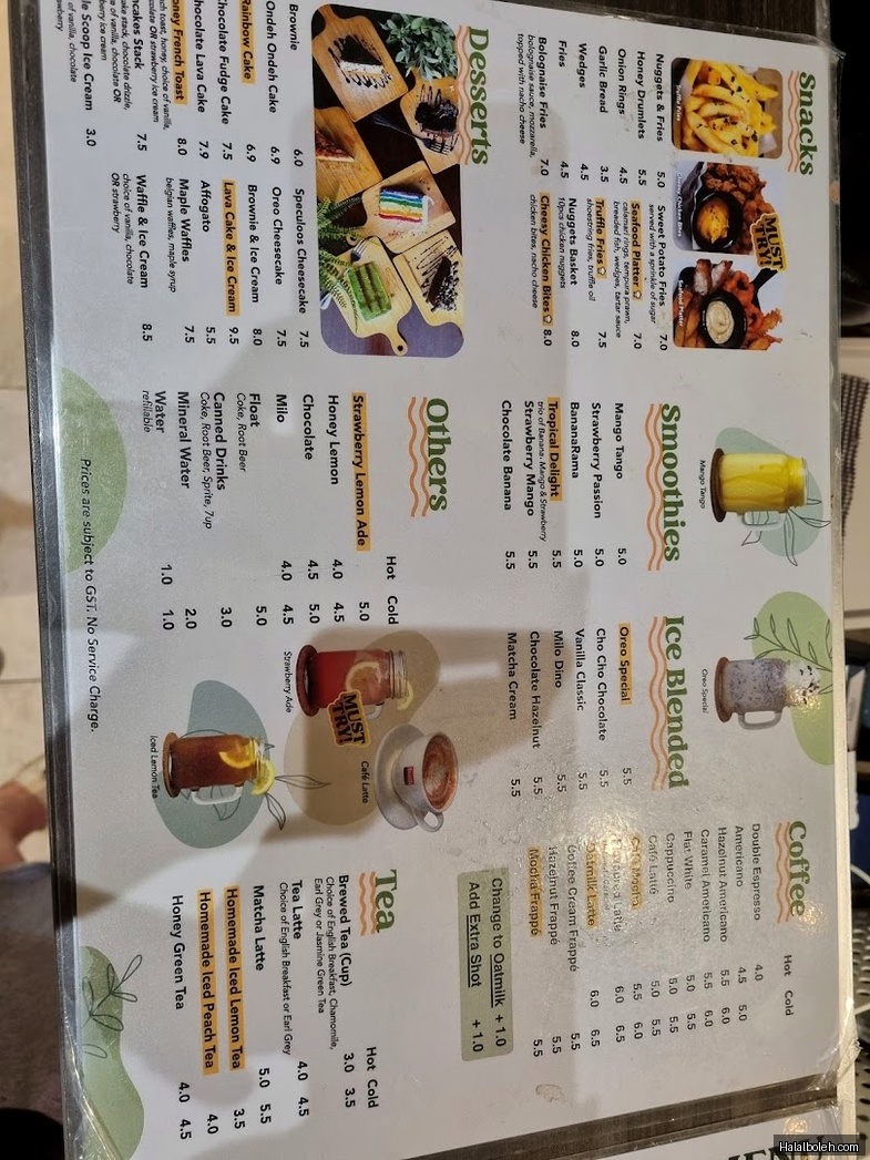 The Tree Cafe - menu