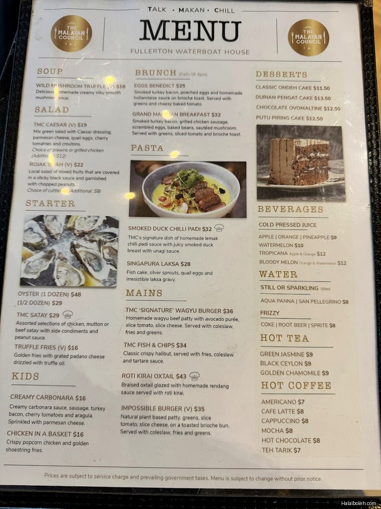 The Malayan Council - menu