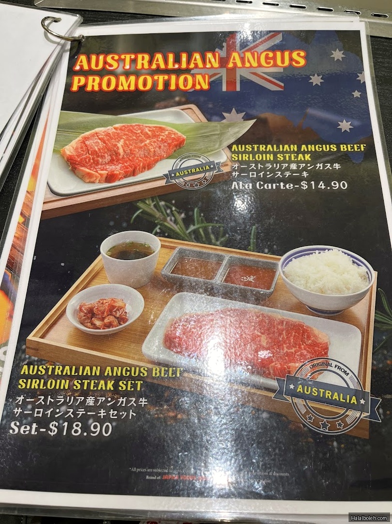 Yakiniku Shokudo - menu