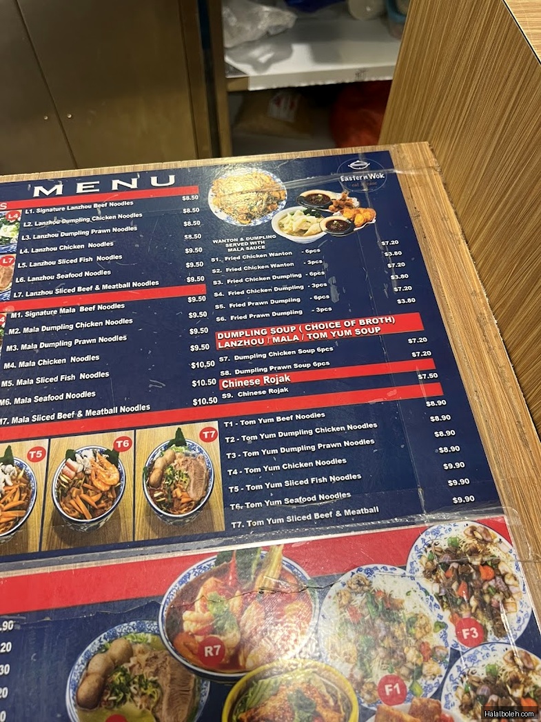 Eastern Wok - menu