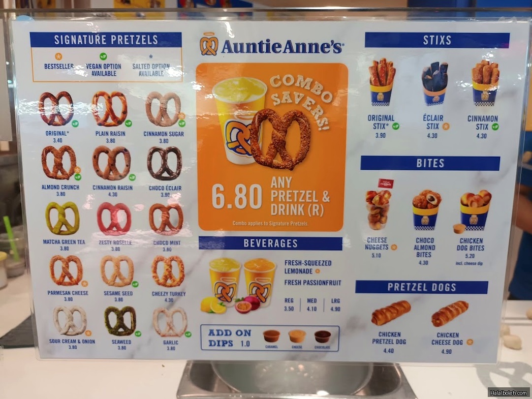 Auntie Anne's - menu