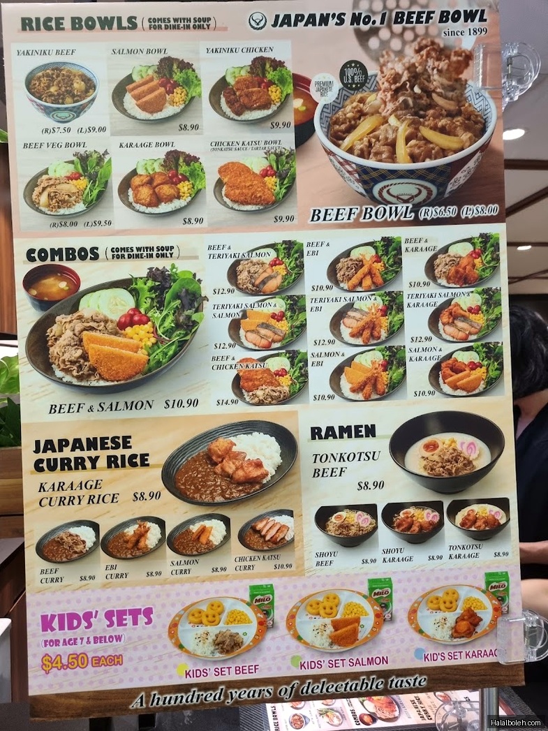Yoshinoya - menu
