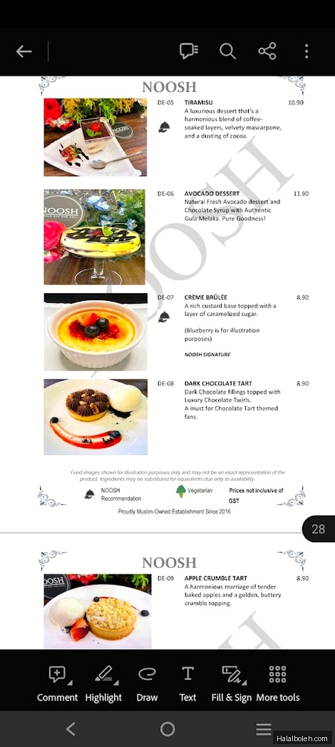Noosh Noodle Bar and Grill - menu