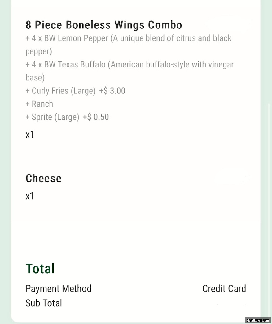 Wingstop - menu