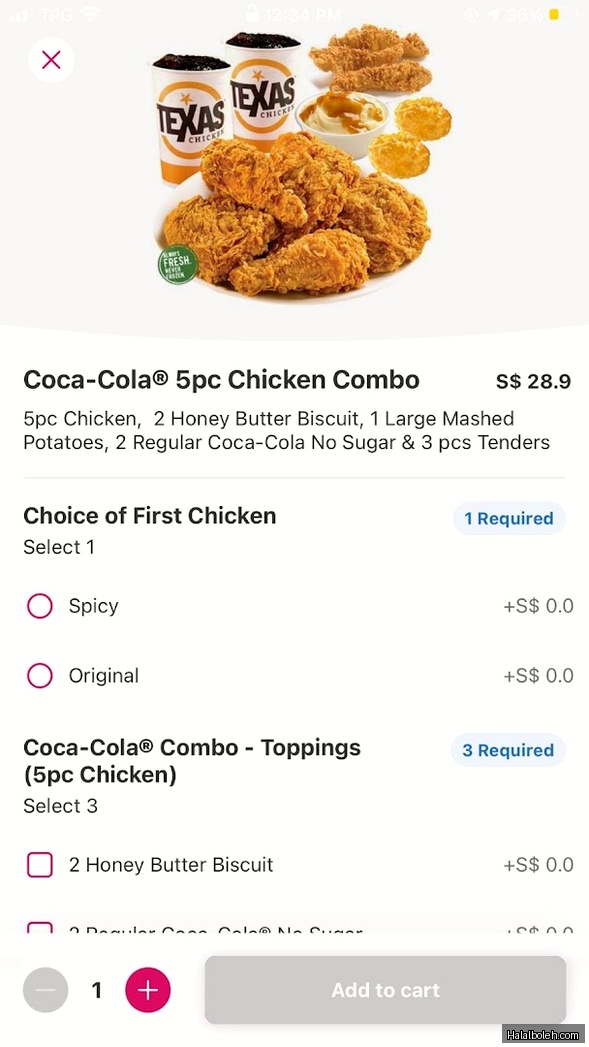 Texas Chicken - menu