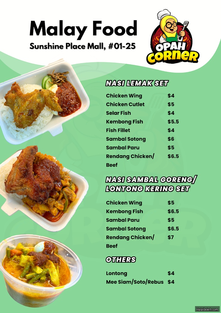 Opah Corner - menu
