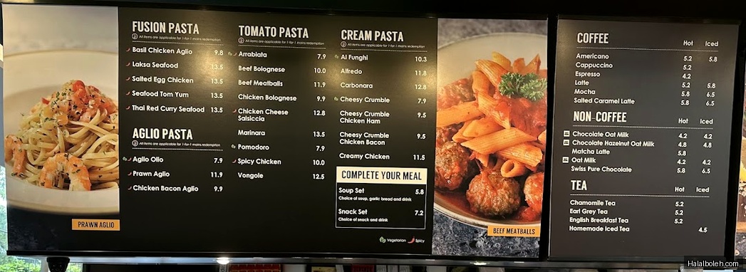 PastaMania at 1 Fusionopolis Way - Menu