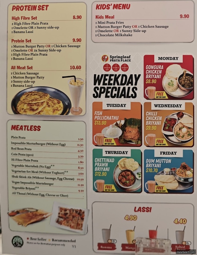 Springleaf Prata Place - menu