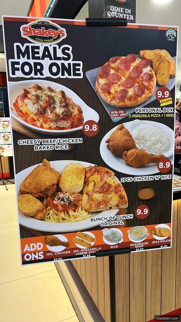 Shakey's Pizza - menu