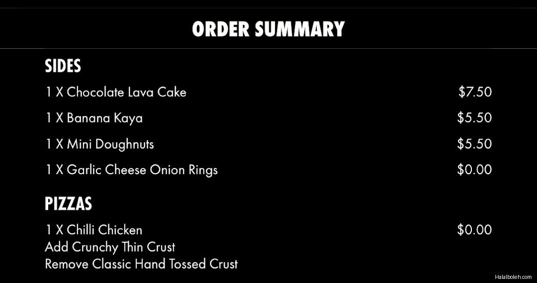 Domino's Pizza - menu