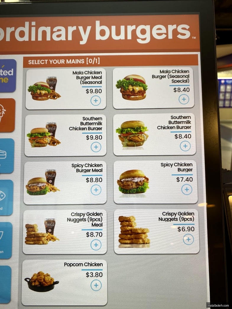 Ordinary Burgers - menu