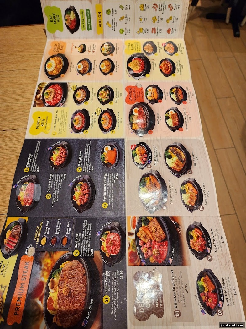 Pepper Lunch Restaurant - menu