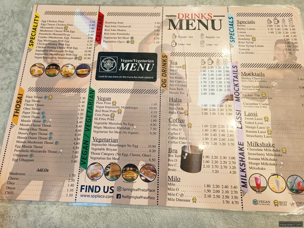 Springleaf Prata Place - menu