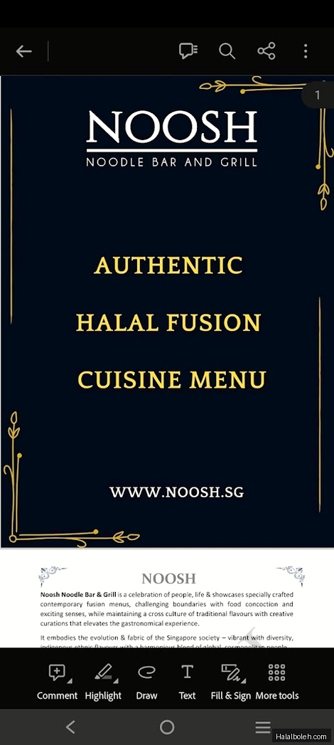 Noosh Noodle Bar and Grill - menu