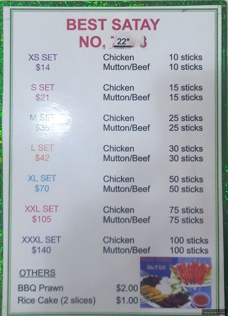 22 Best Satay - menu