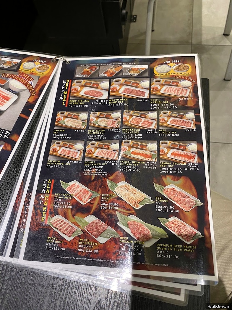 Yakiniku Shokudo at Funan Mall - Menu