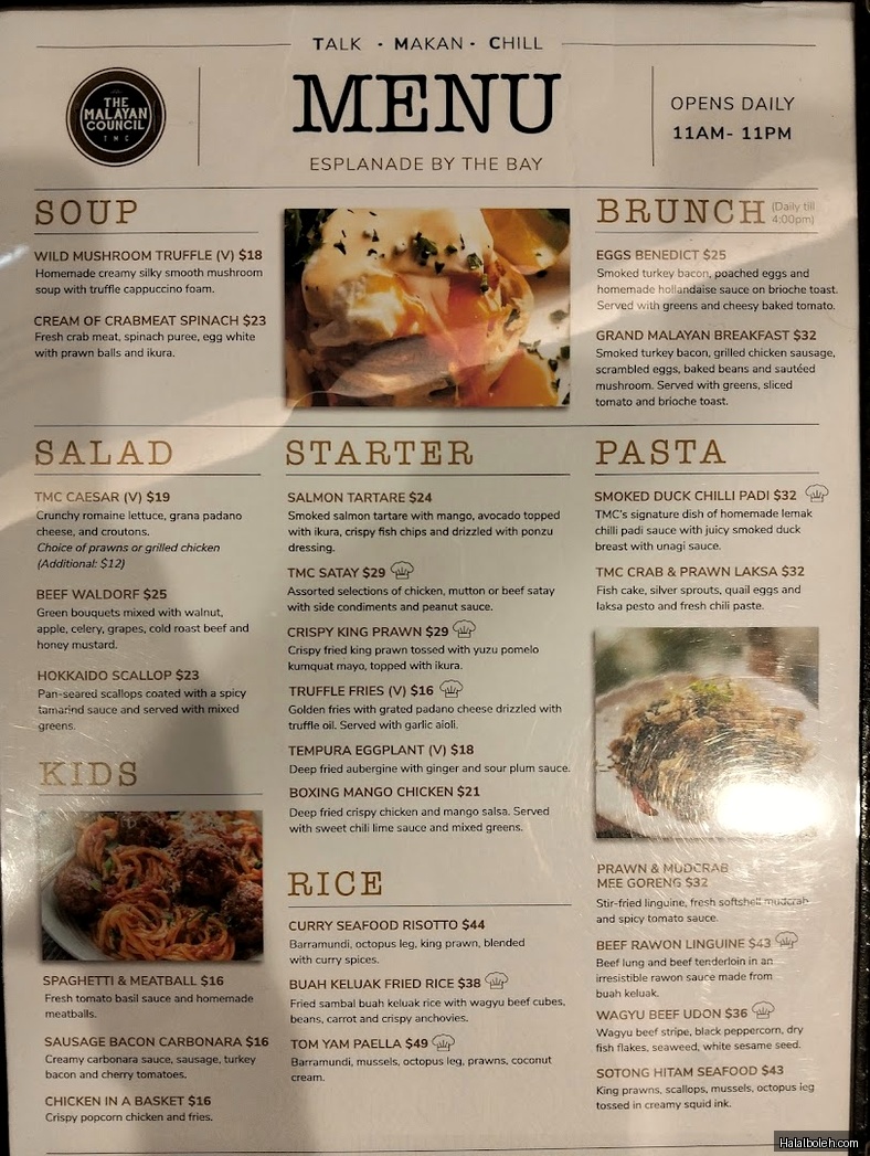The Malayan Council at Esplanade Mall - Menu