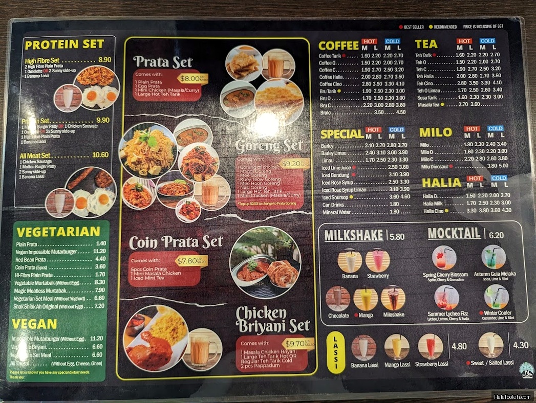 Springleaf Prata Place - menu
