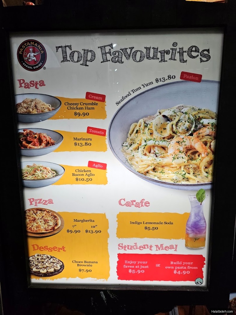 PastaMania - menu