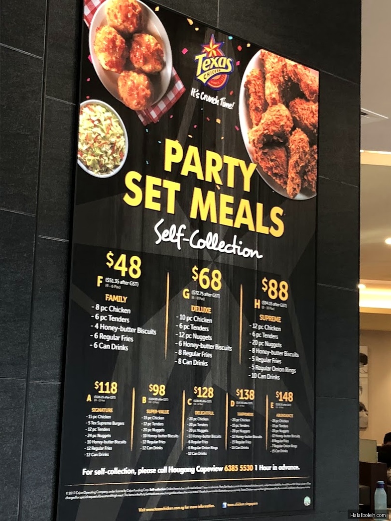 Texas Chicken - menu