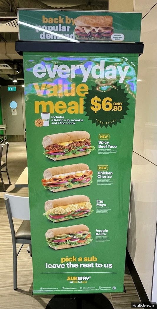 Subway - menu