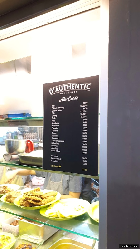 D'Authentic Nasi Lemak - menu