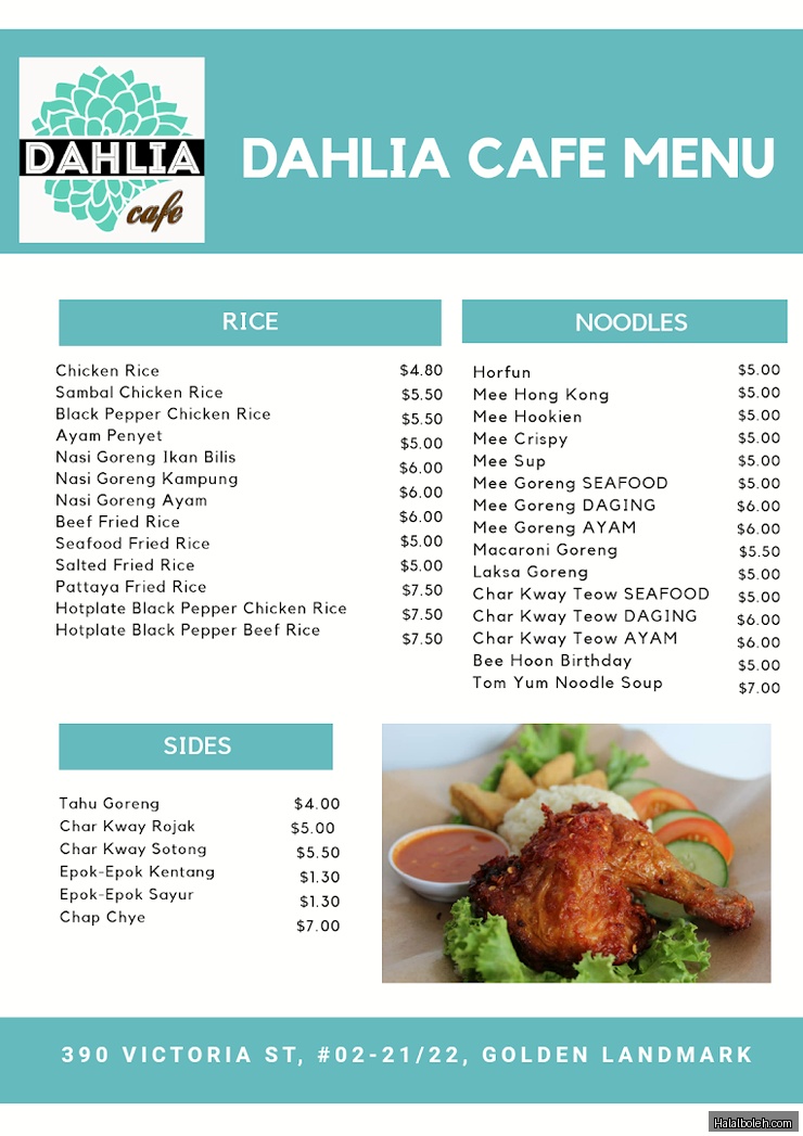Dahlia's Cafe at 390 Victoria Street - Menu