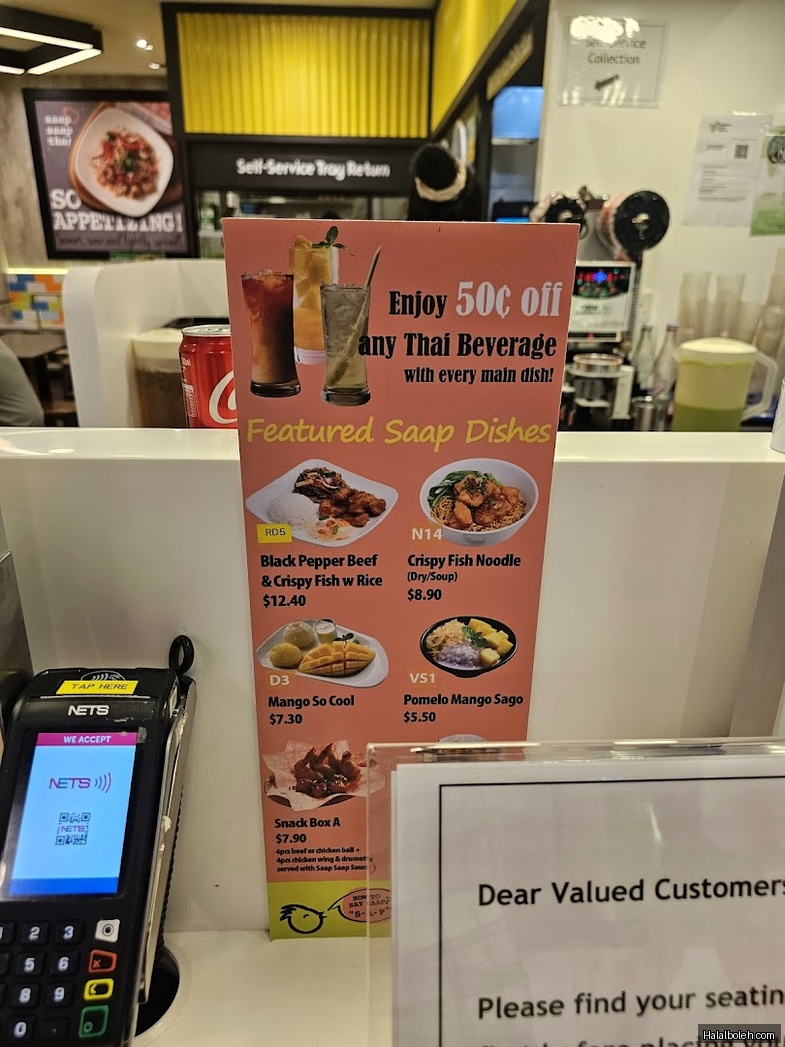 Saap Saap Thai - menu