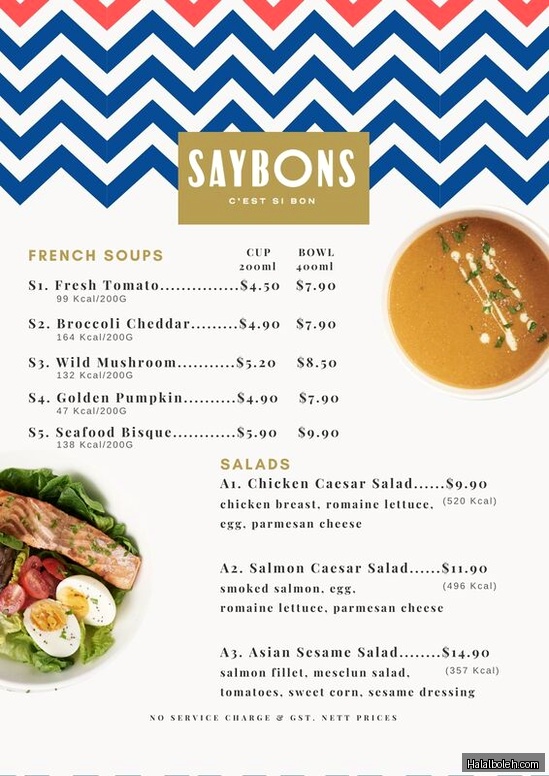 Saybons - menu