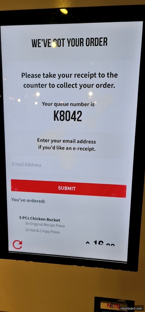 KFC - menu