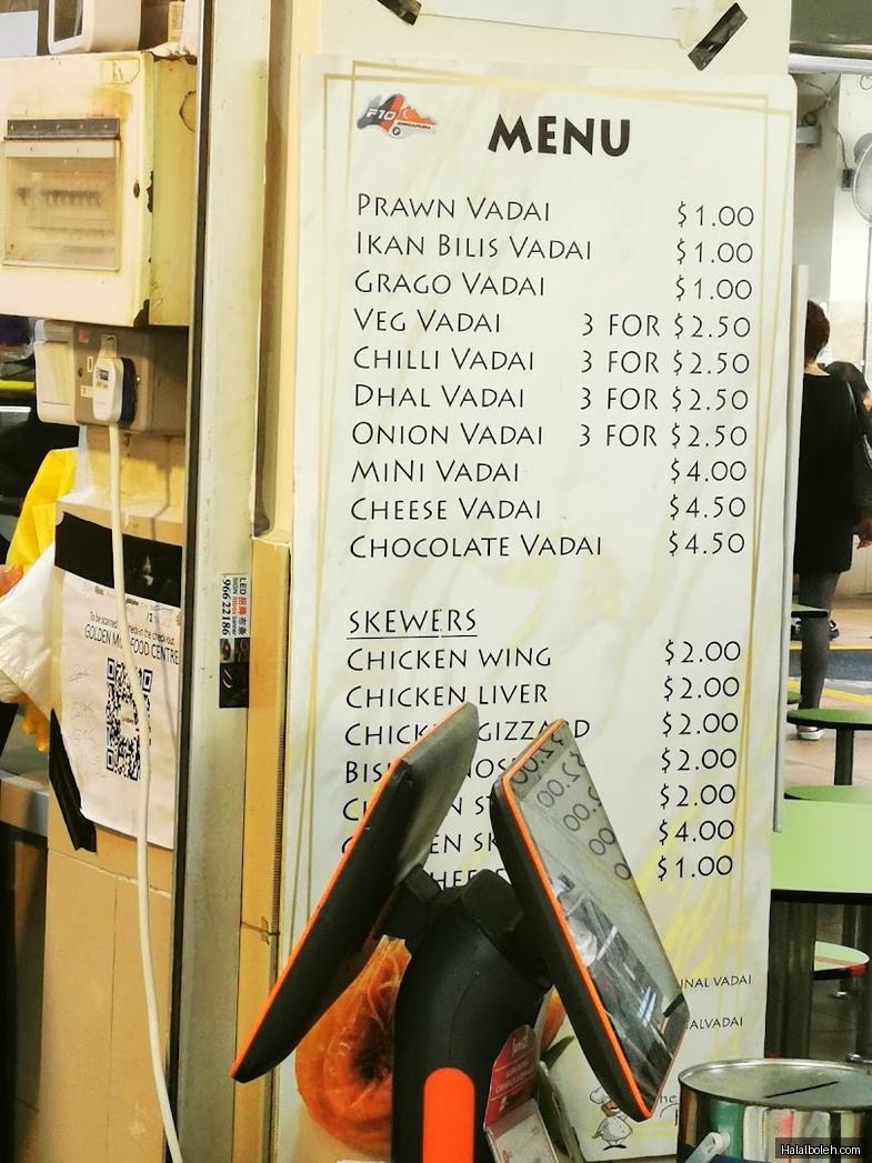 The Original Vadai - menu