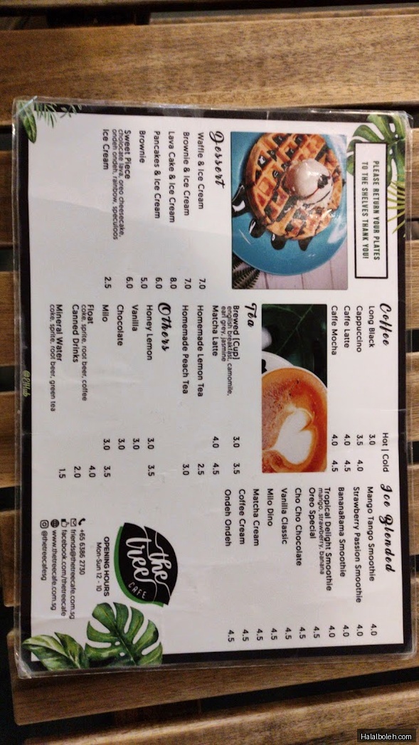 The Tree Cafe - menu