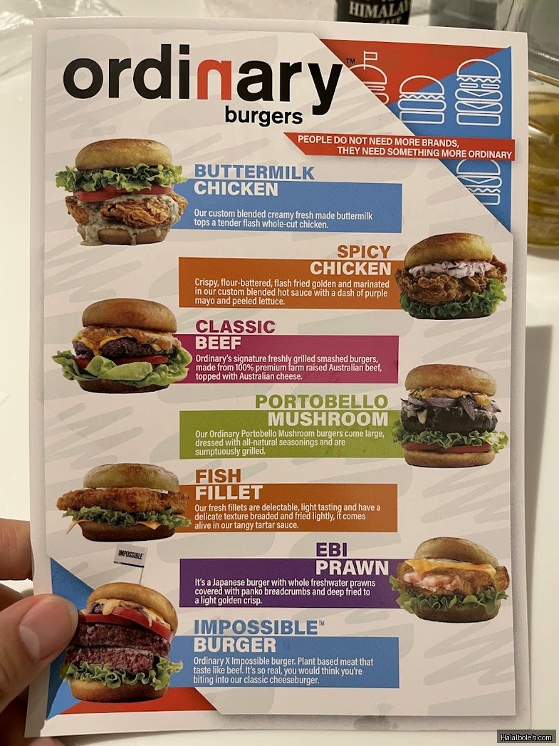 Ordinary Burgers - menu