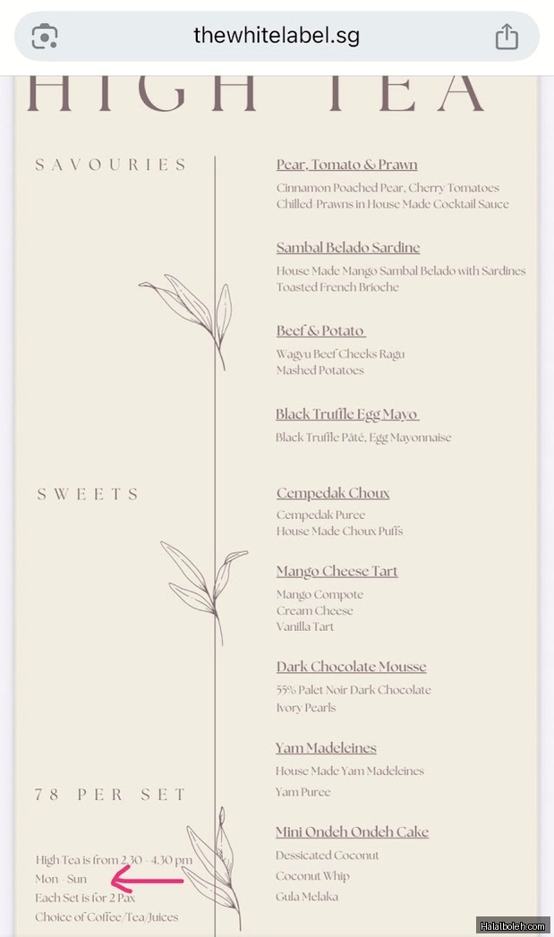 The White Label - menu