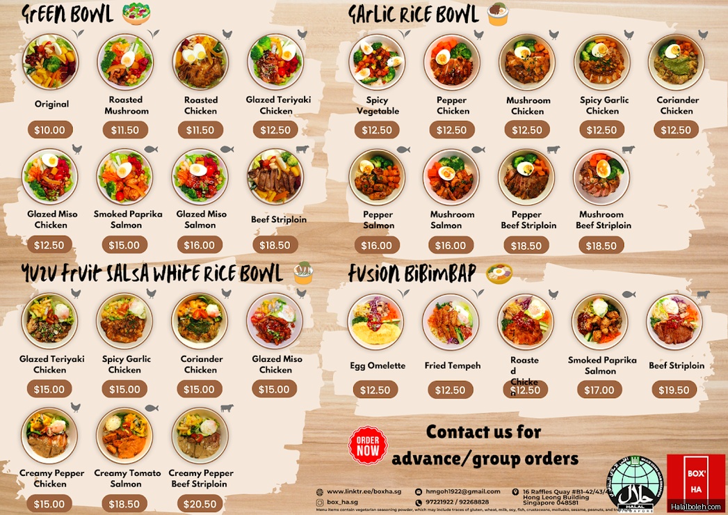 Box Ha at 97 Nasi Lemak - Hong Leong Building - Menu