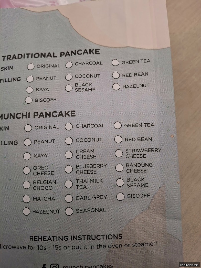 Munchi Pancakes - menu
