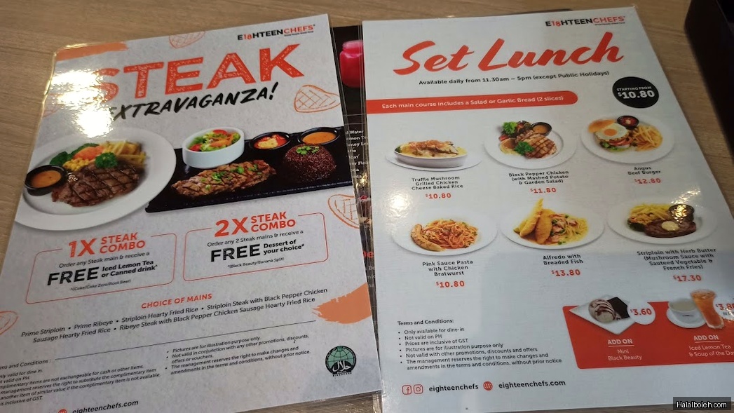 Eighteen Chefs - menu