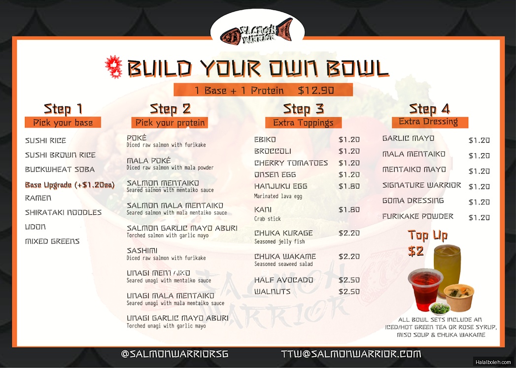 Salmon Warrior - menu