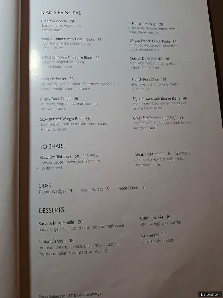 Haji M Abdul Rajak Stall - menu