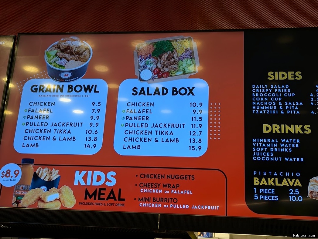 Kebabs Faktory at Funan Mall - Menu