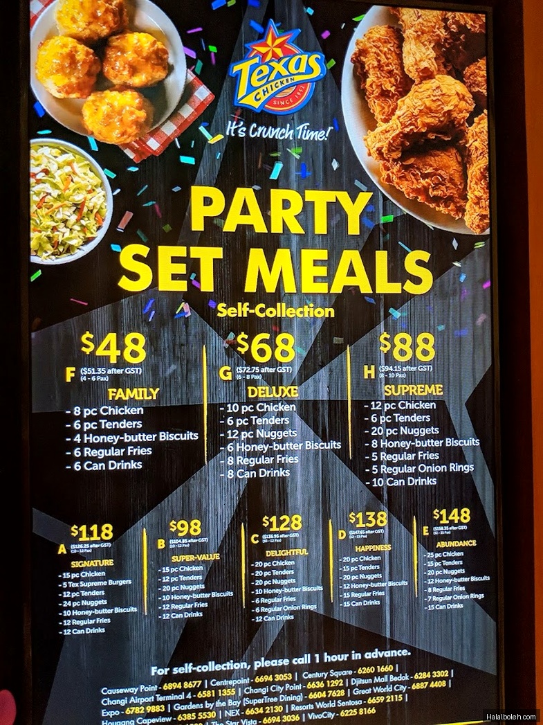 Texas Chicken - menu