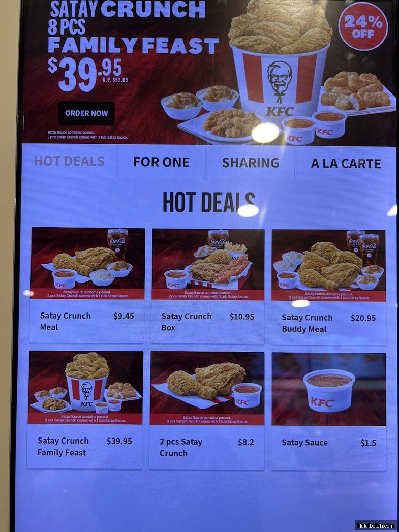 KFC - menu