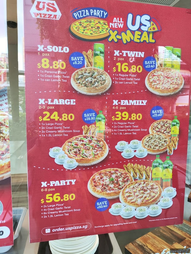 US Pizza - menu
